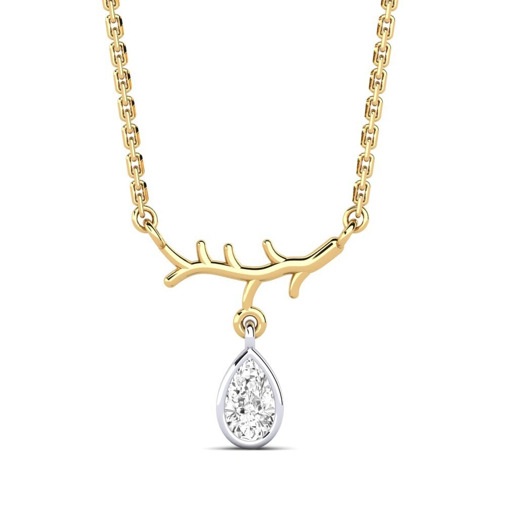 9k Oro Amarillo & Blanco Zafiro blanco Collar de Mujer Pepelexa