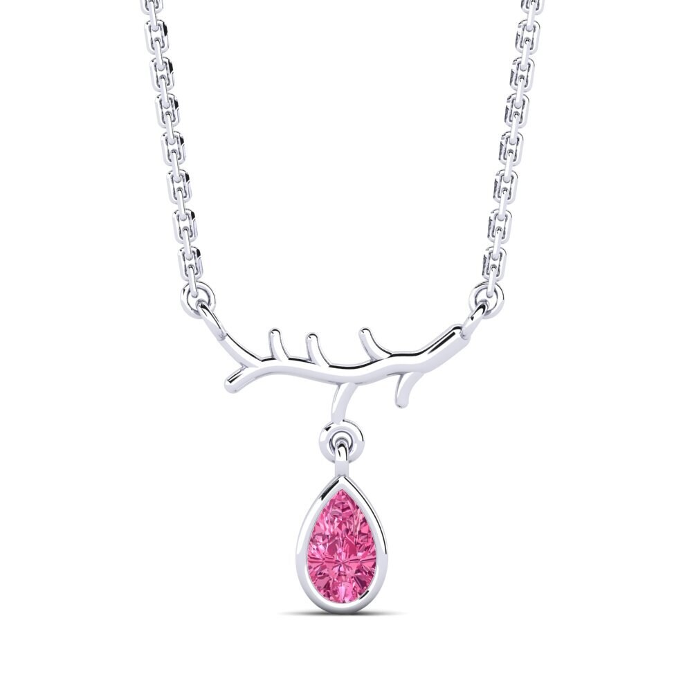 Platino 950 Turmalina rosa Collar de Mujer Pepelexa