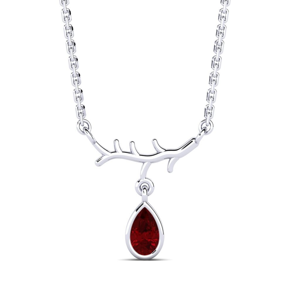 Platino 950 Circonita Roja Collar de Mujer Pepelexa