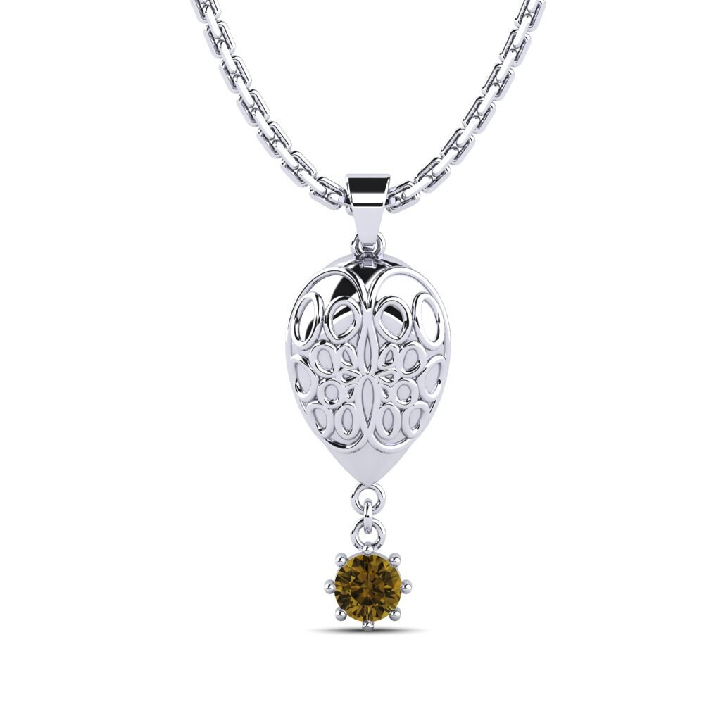 Plata 925 Circón Marrón Colgante de Mujer Prodotto