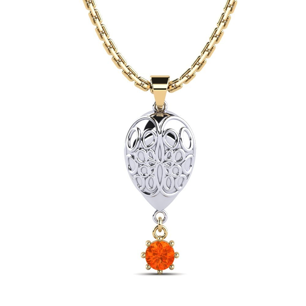 14k Oro Amarillo & Blanco Ópalo Fuego Colgante de Mujer Prodotto