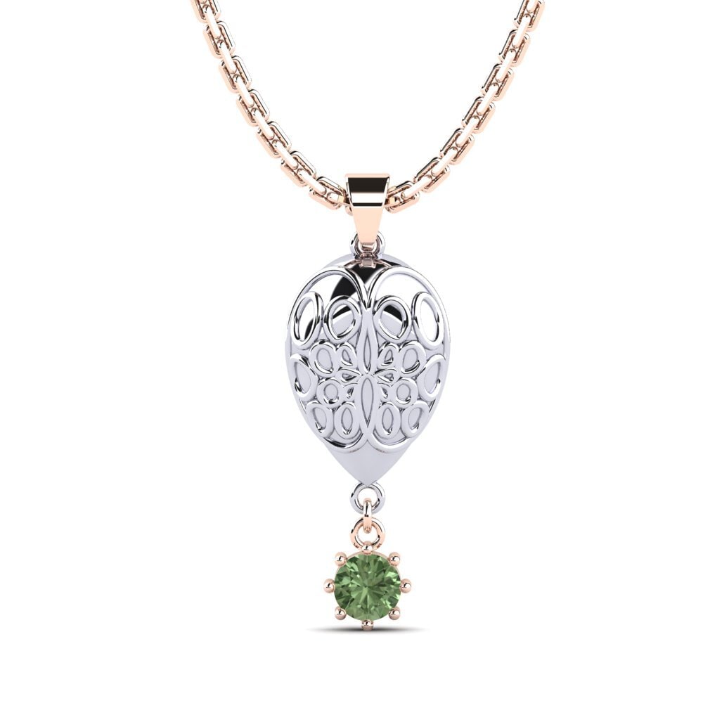 18k Oro Rosa & Blanco Zafiro Verde Colgante de Mujer Prodotto