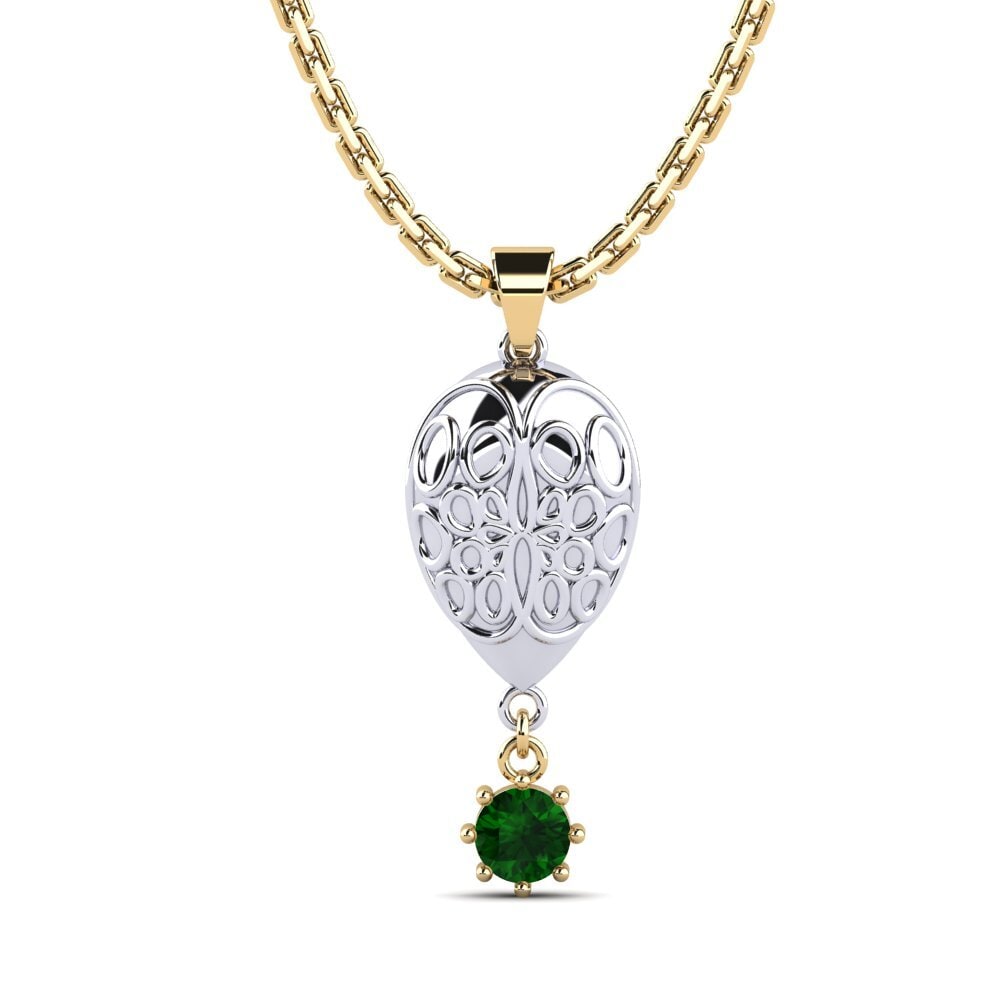 14k Oro Amarillo & Blanco Turmalina verde Colgante de Mujer Prodotto