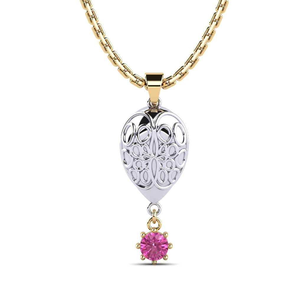 9k Oro Amarillo & Blanco Topacio Rosa Colgante de Mujer Prodotto
