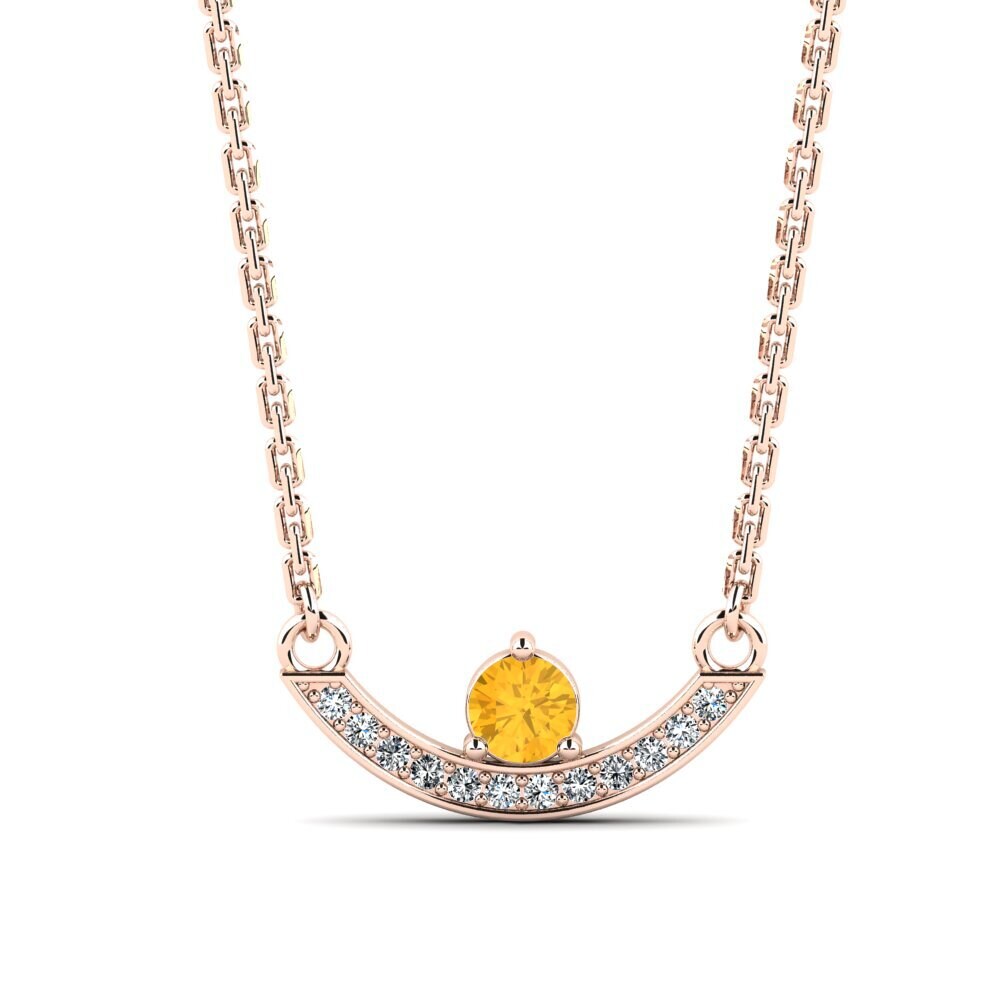 14k Oro Rosa Citrino Collar de Mujer Vrille