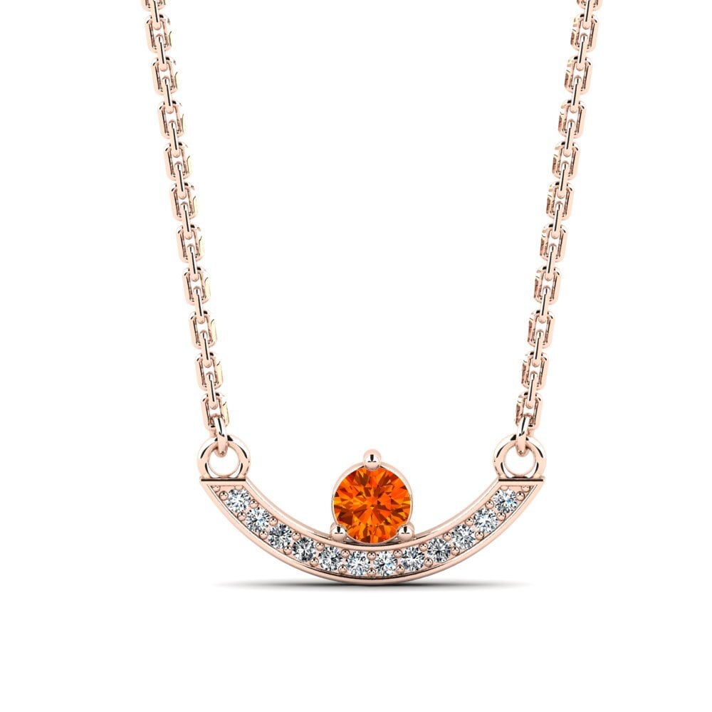 14k Oro Rosa Zafiro Naranja Collar de Mujer Vrille