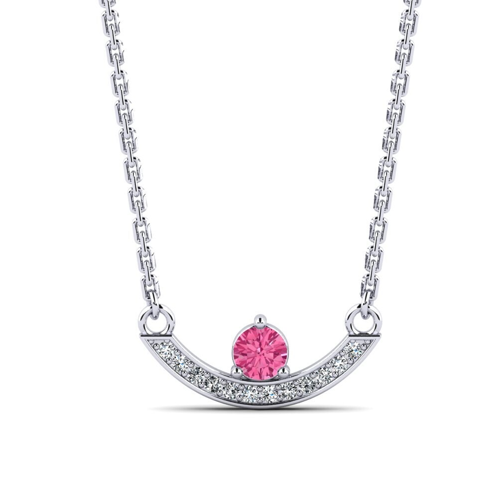 Platino 950 Turmalina rosa Collar de Mujer Vrille