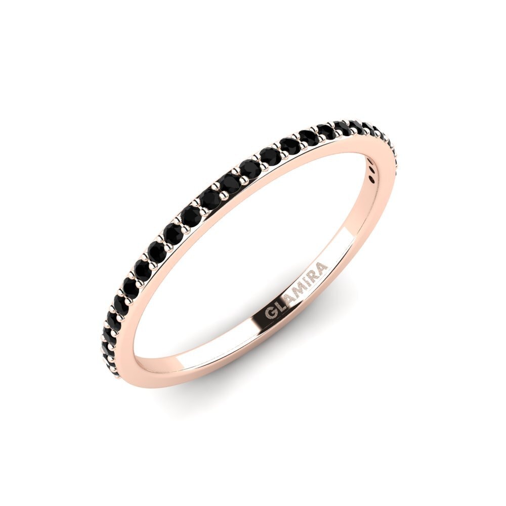 14k Rose Gold Black Sapphire Stackable Ring Fatint - C