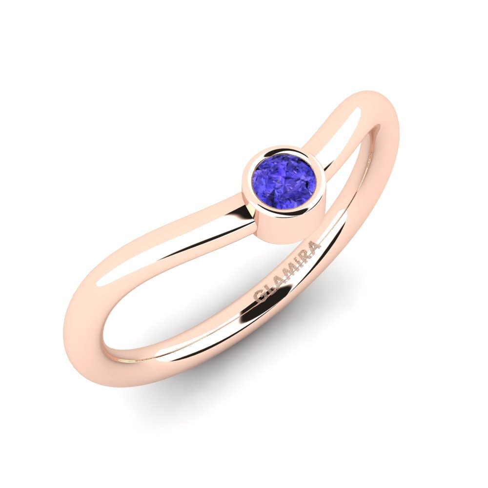 Or rose 14k Tanzanite Anneau empilable Hwal - B