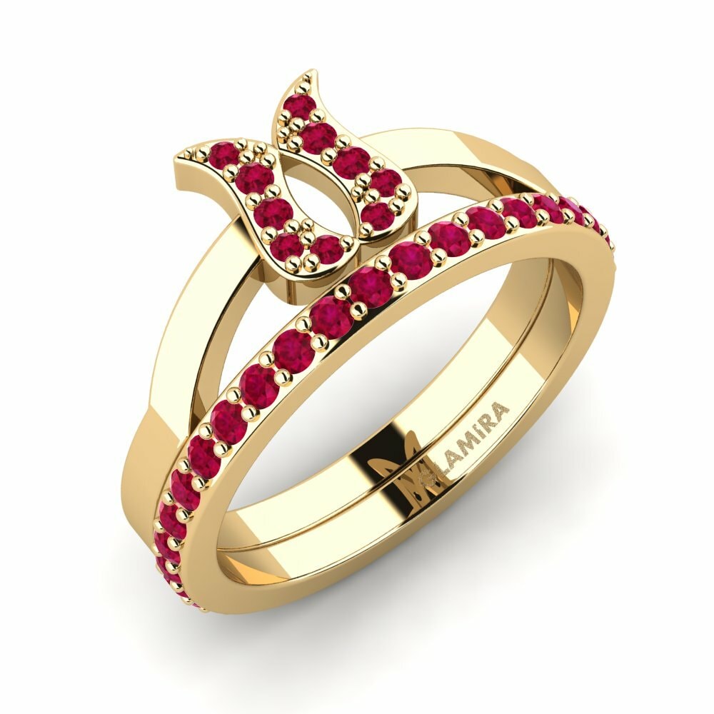 Bộ Nhẫn Cưới Mannas Đá Ruby / Hồng Ngọc