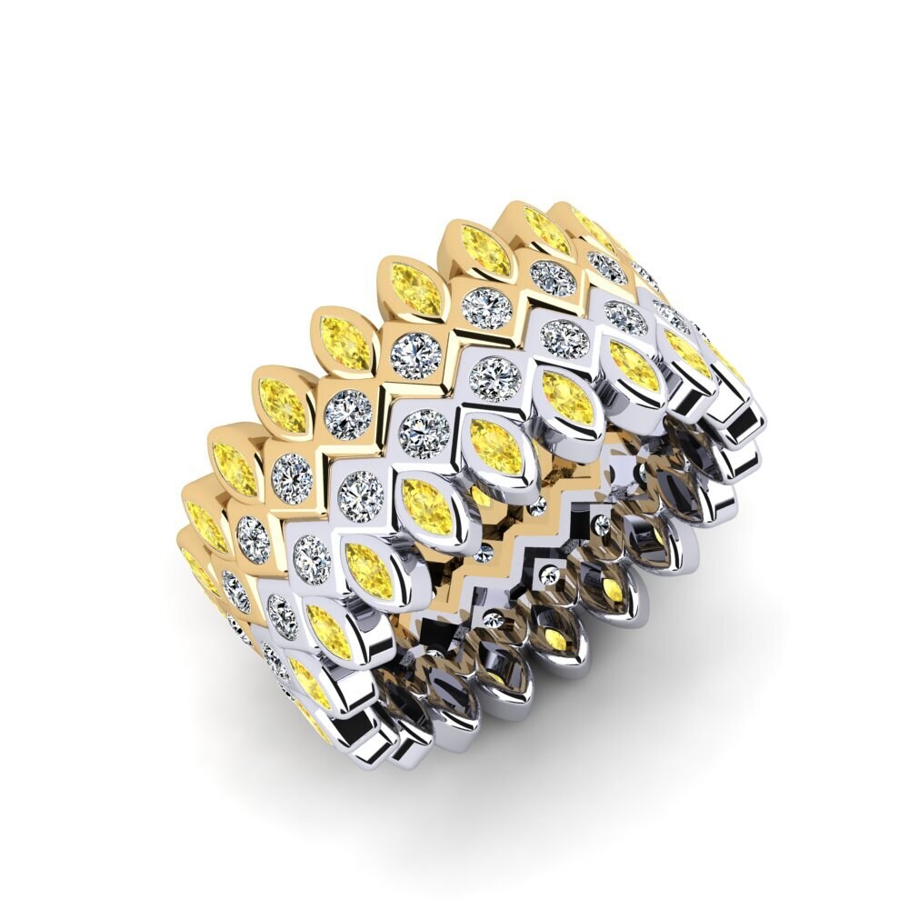 14ct White / Yellow Gold Yellow Sapphire Stackable Ring Ndoda - Set