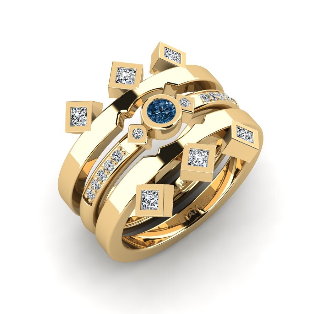 Blauer Diamant Stapelbarer Ring Orrica - Set