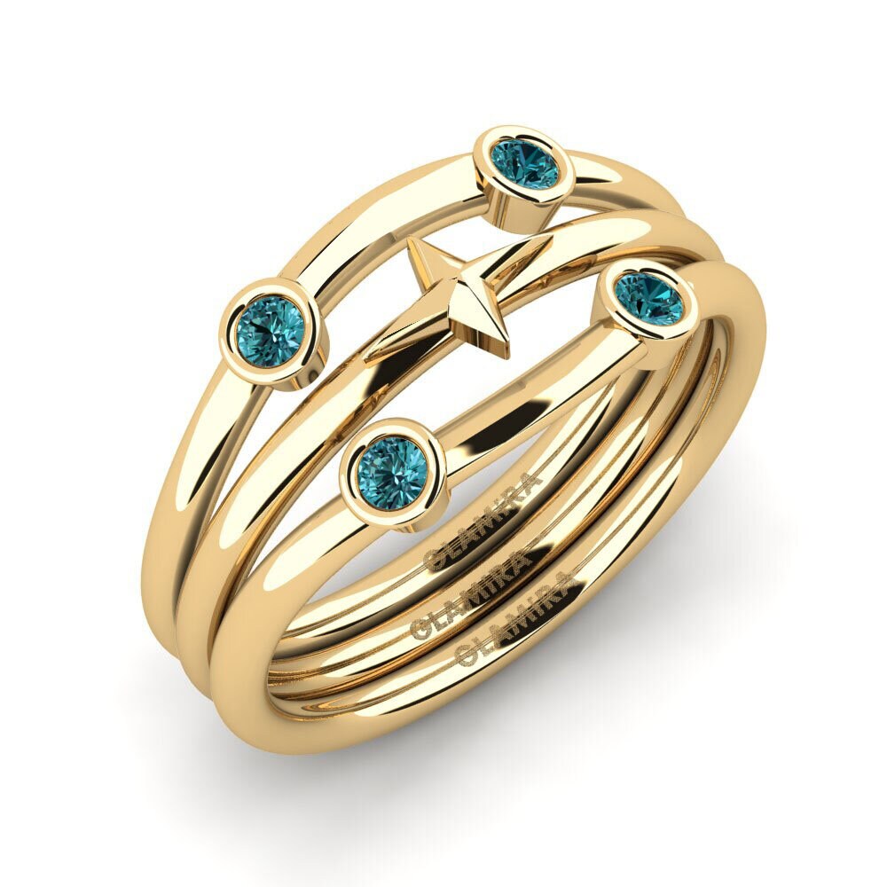 Blauer Diamant Stapelbarer Ring Serdabba - Set