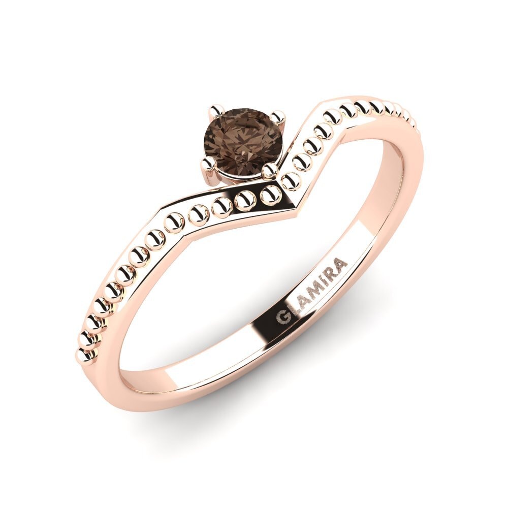 14k Rose Gold Smoky Quartz Stackable Ring Shappe - A