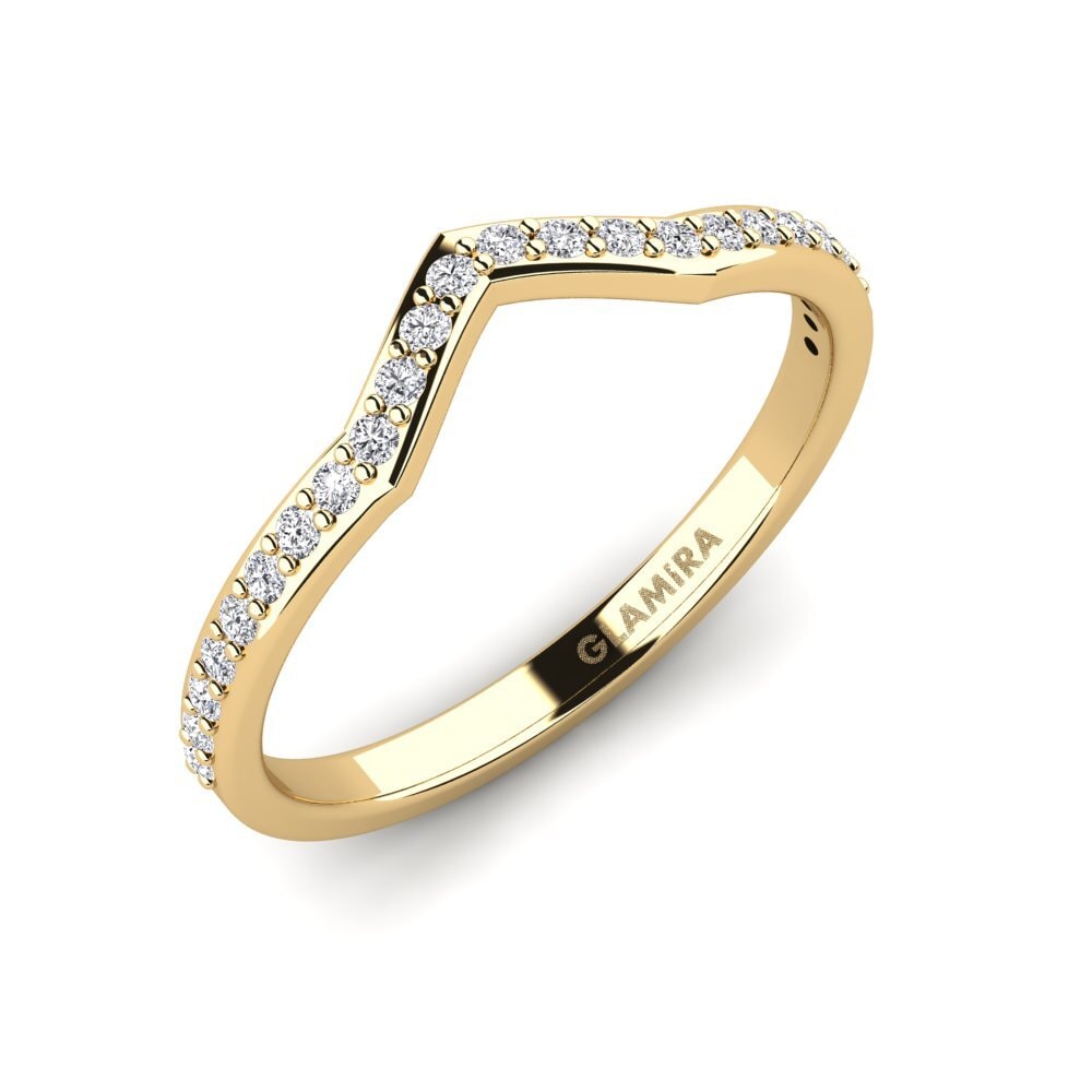 Or Jaune 14k Diamant De Synthèse Anneau empilable Shappe - B