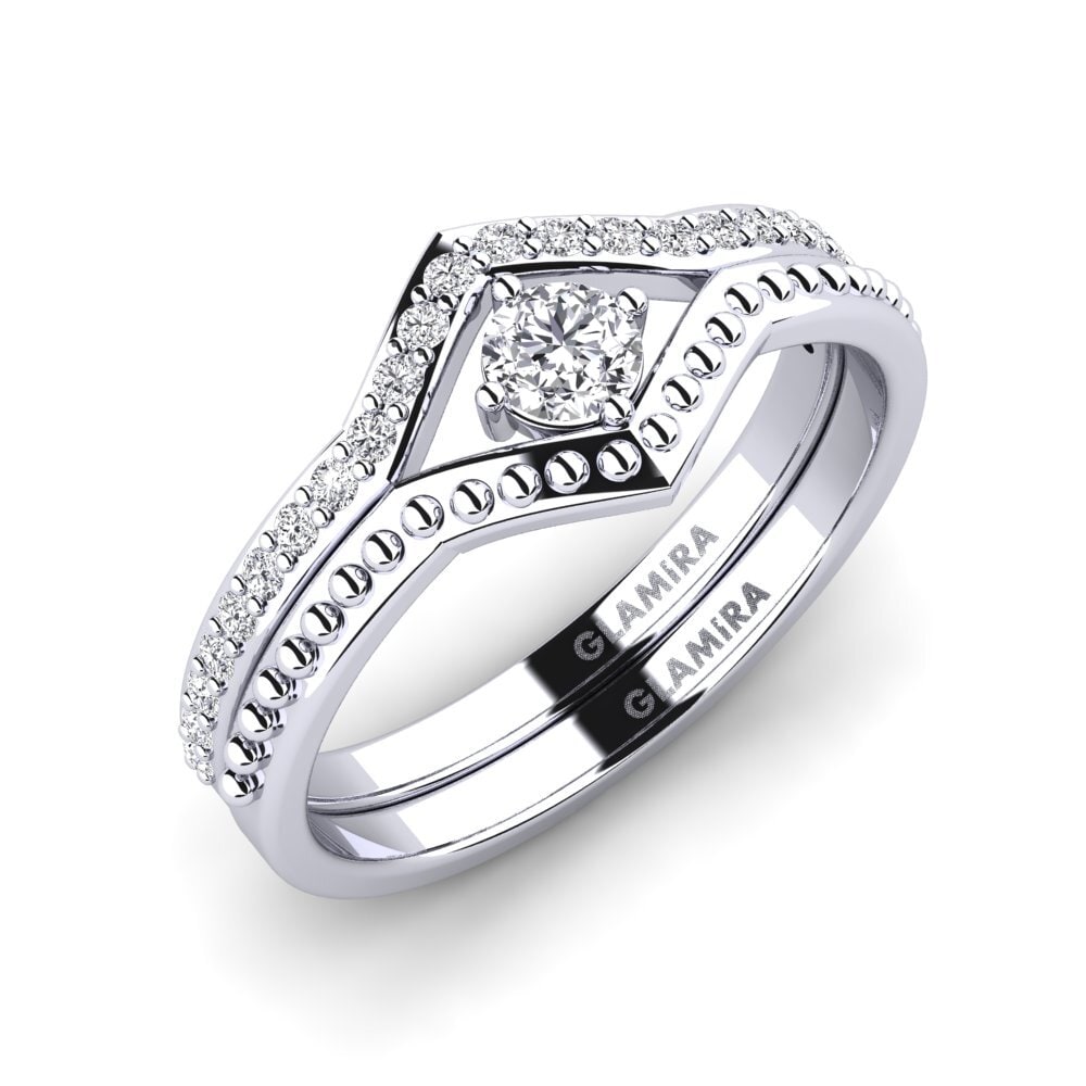 Offrez GLAMIRA Anneau empilable Shappe - Set en Or Blanc 9k Diamant De ...