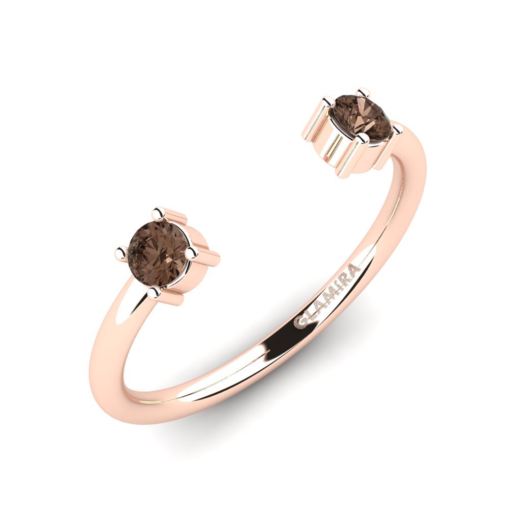 14k Rose Gold Smoky Quartz Stackable Ring Siline - A