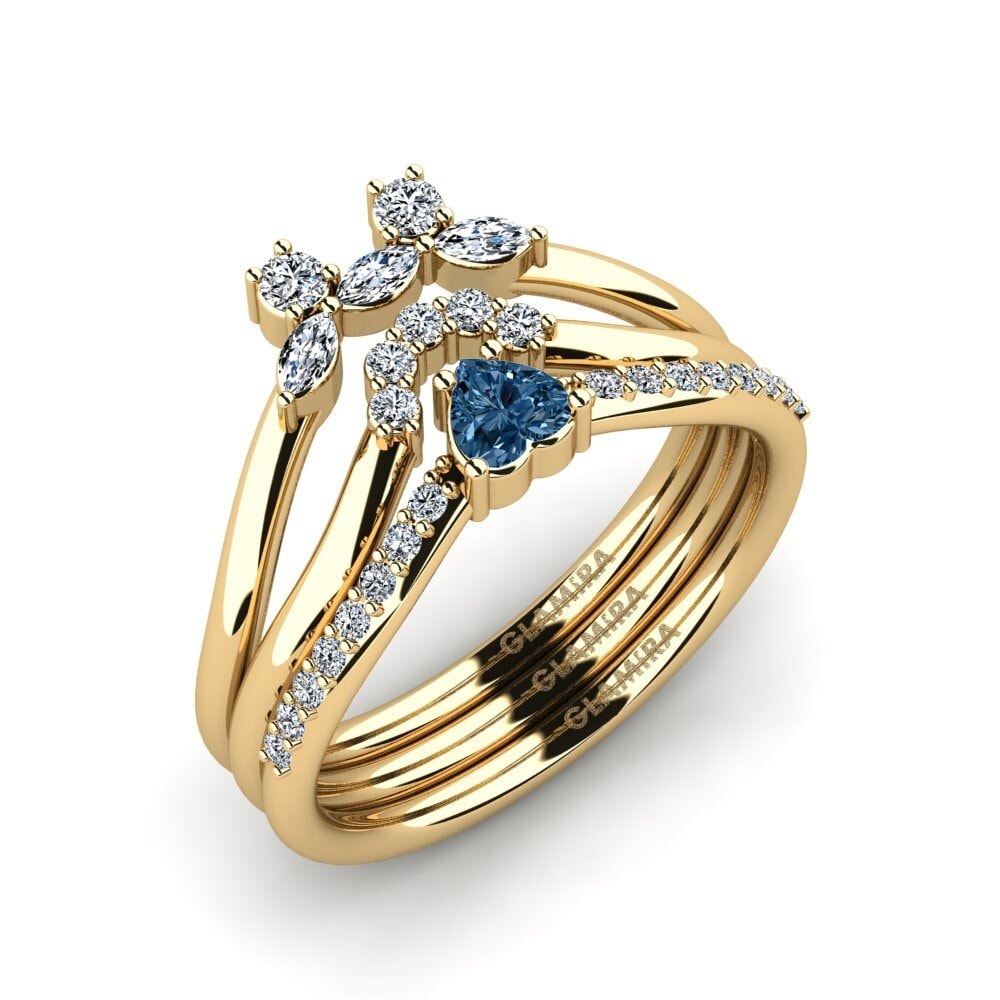 Blauer Diamant Stapelbarer Ring Unninni - Set