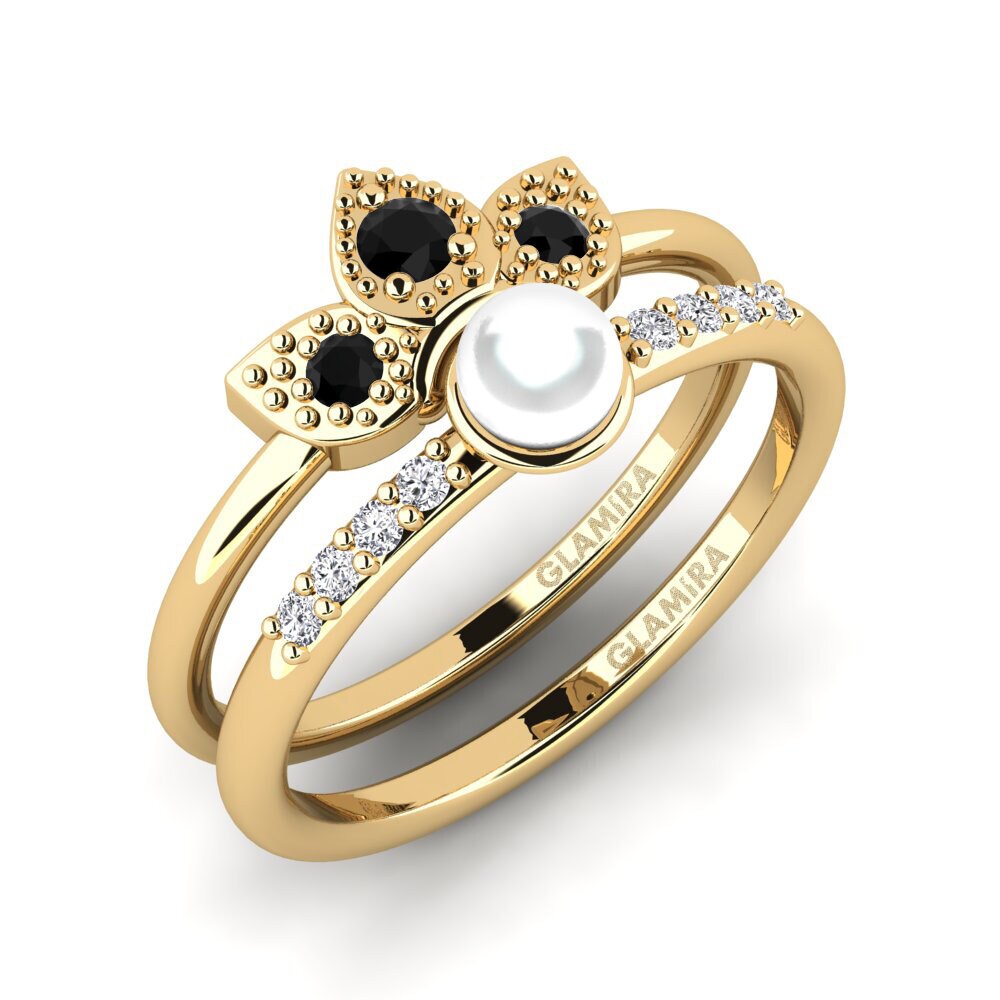 Black Onyx Stackable Ring Wlang - Set