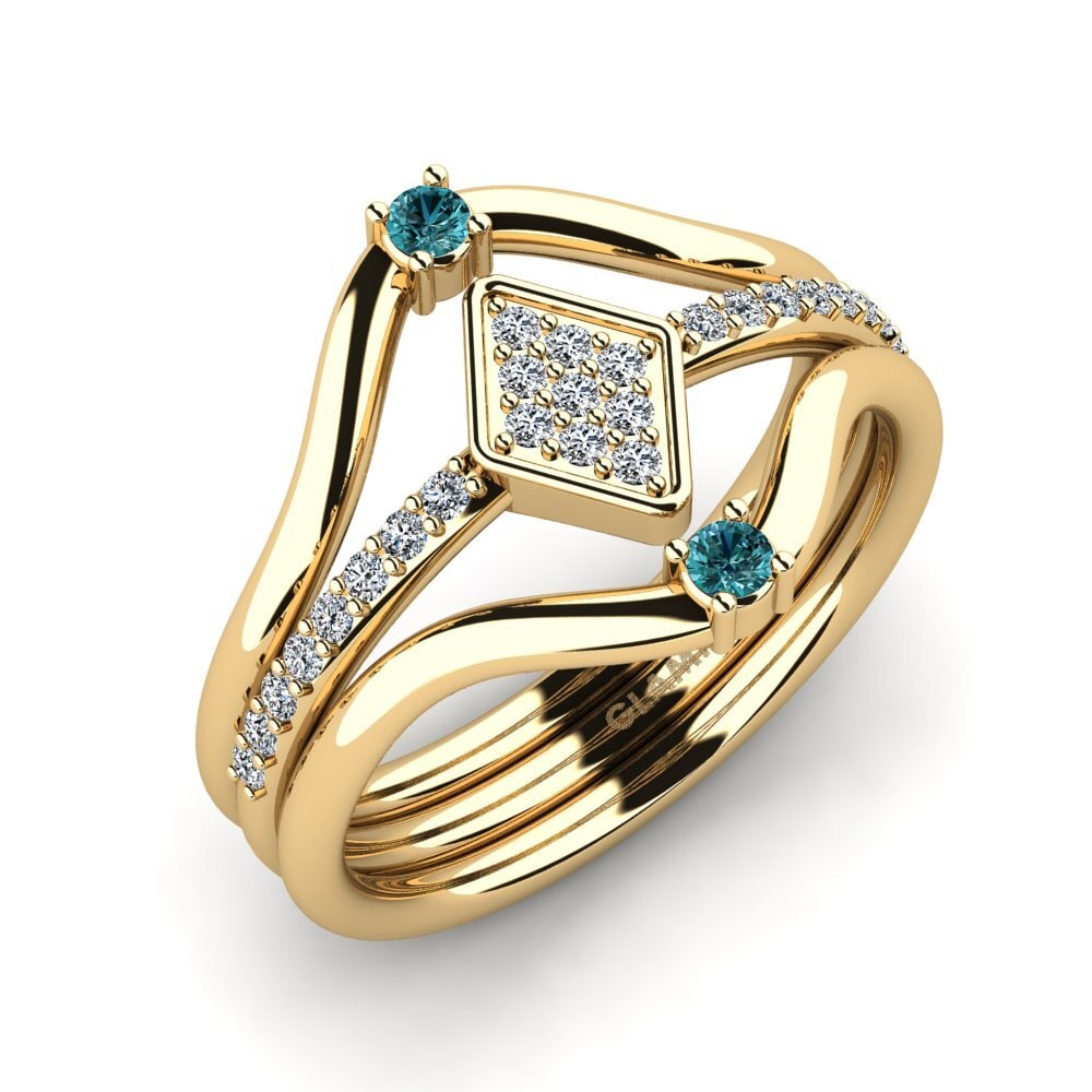 Blauer Diamant Stapelbarer Ring Wrami - Set