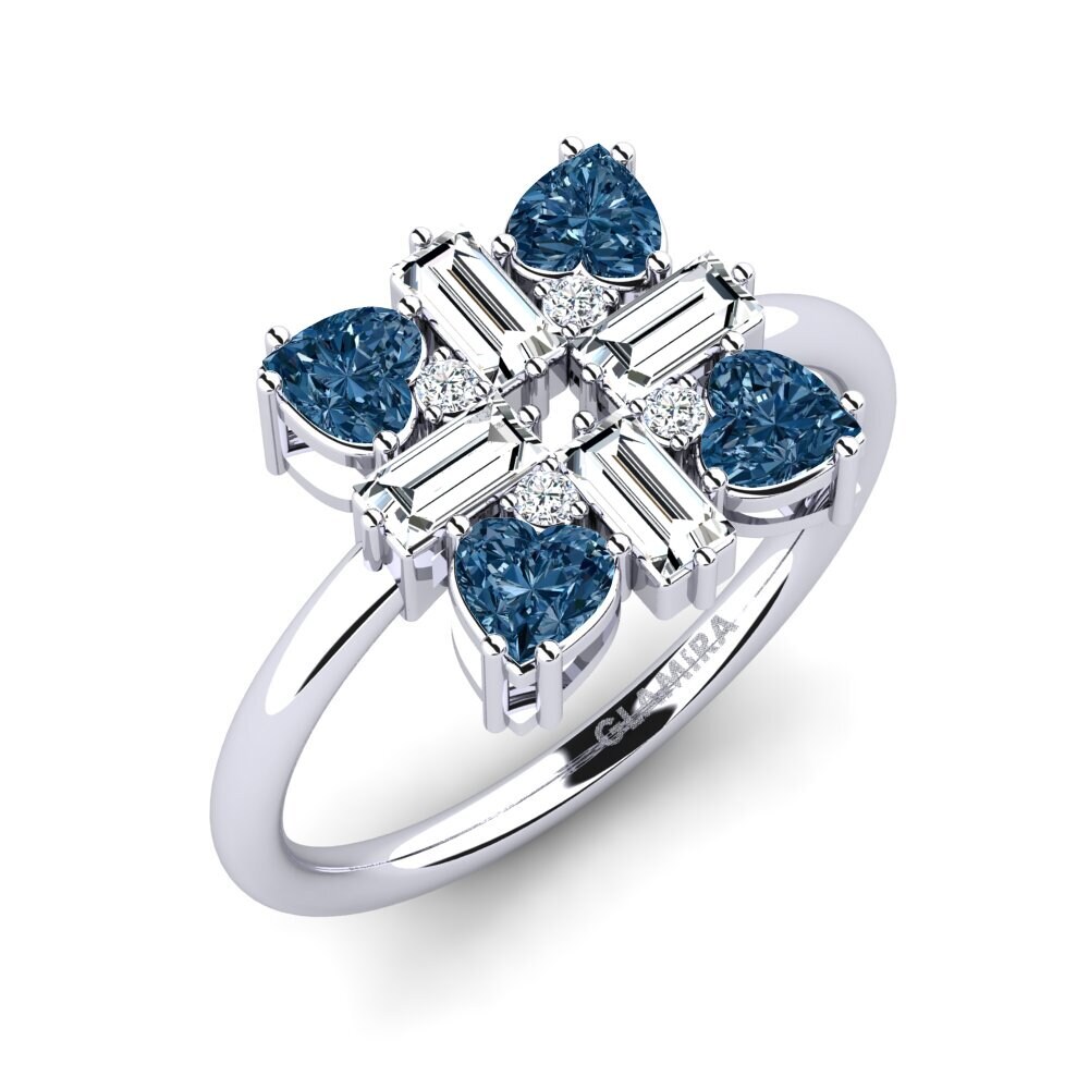 950 Platinum Blue Diamond Ring Ylfin - A