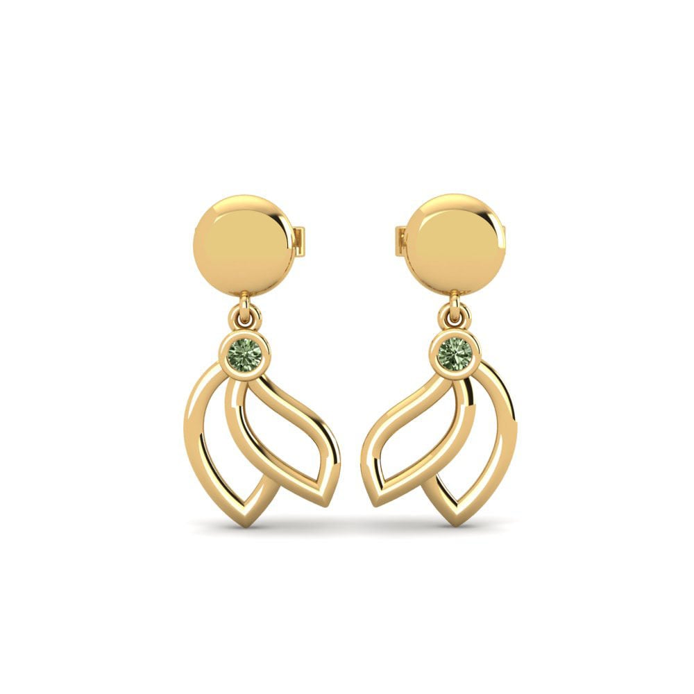 Drops & Dangle Earrings GLAMIRA Eikcurt 585 Yellow Gold Green Diamond