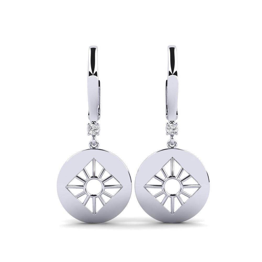 Orecchini Donna In Argento 925 Con Moissanite 2ct &ndash; Placcati Oro Bianco 14K, Rotondi, Drop