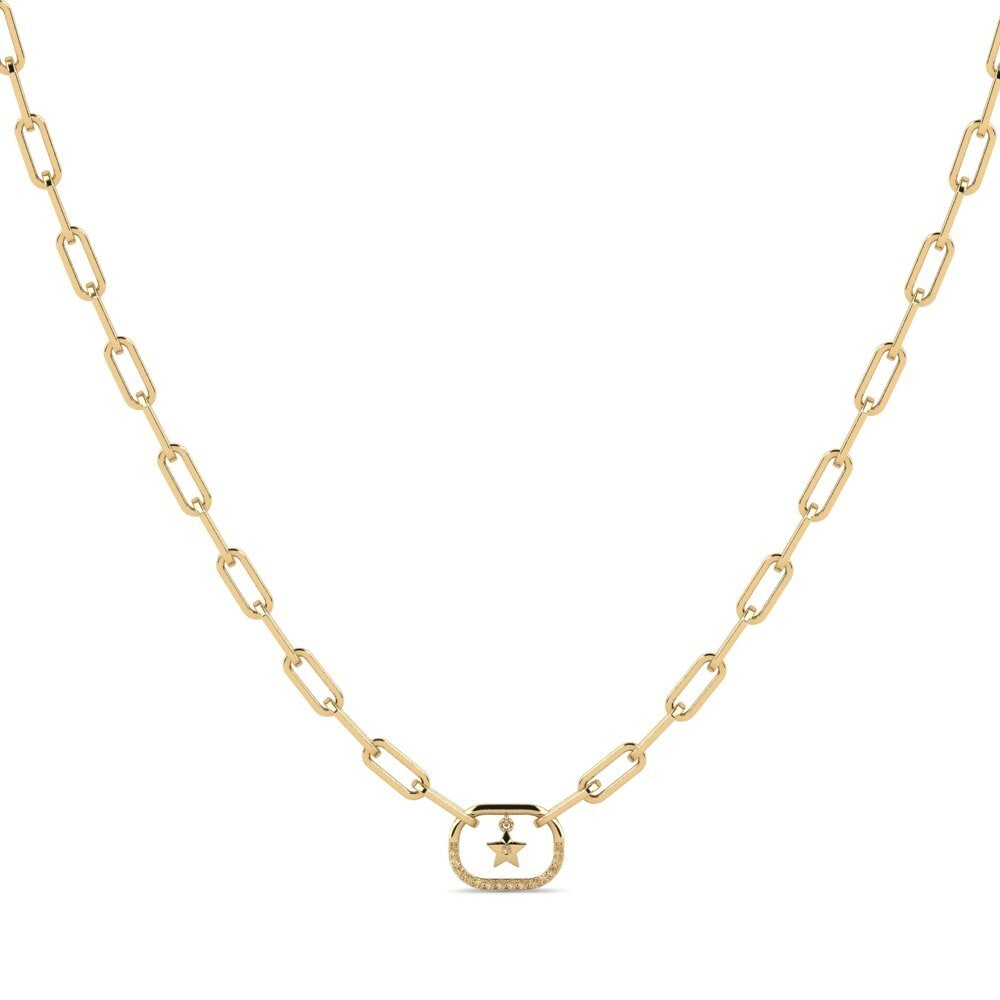 Brown Diamond Paperclip Necklace Rabbian