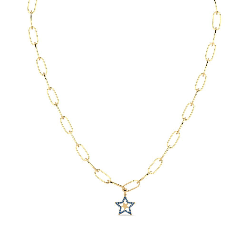 Zircônia azul escuro Colar de Corrente Storianom