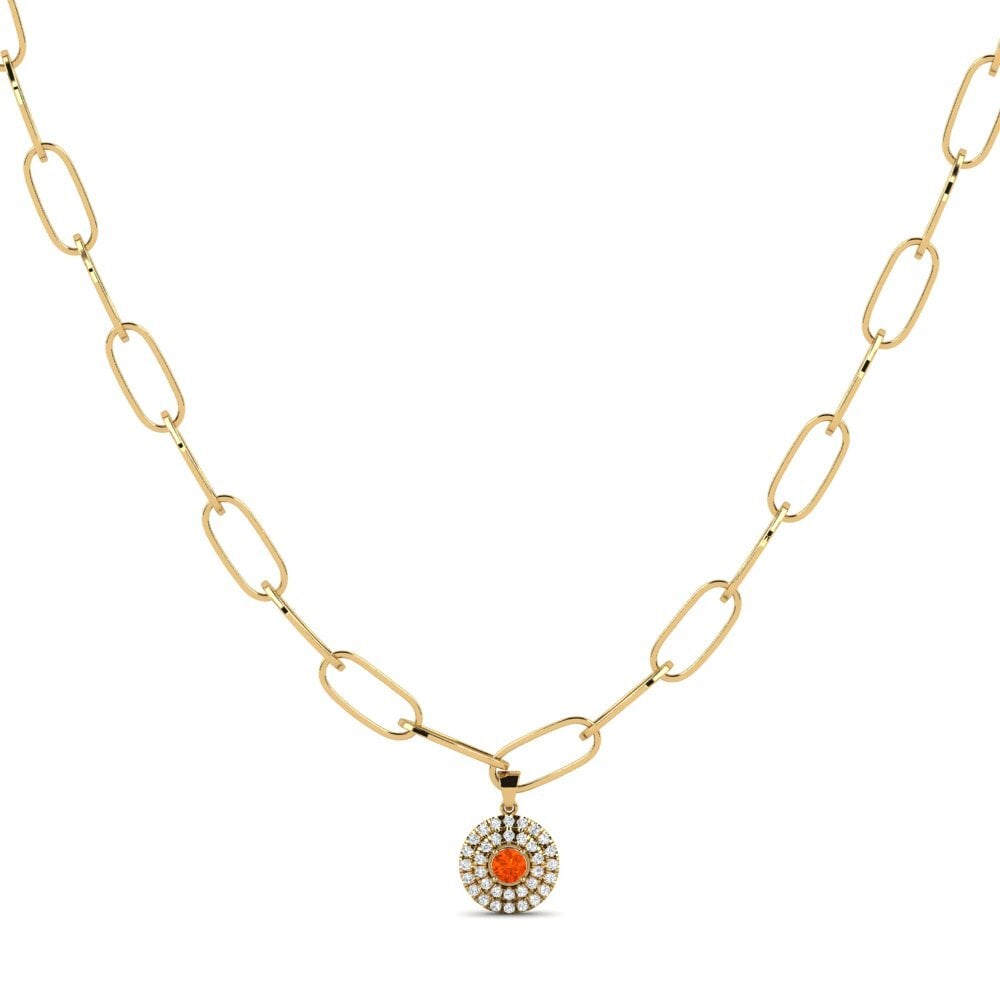 Fire Opal Paperclip Necklace Tavolo