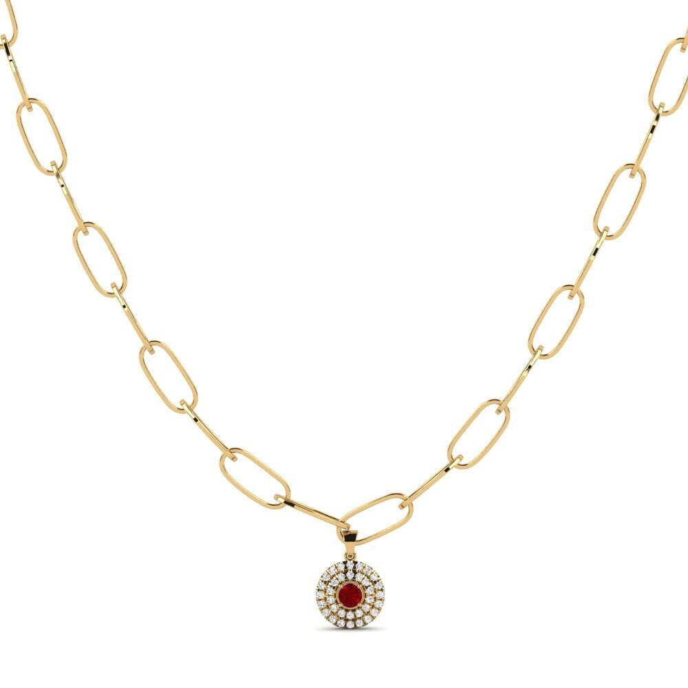 Red Zirconia Paperclip Necklace Tavolo