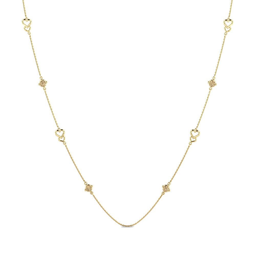 18k Oro Amarillo Diamante café Collar de Mujer Kabella