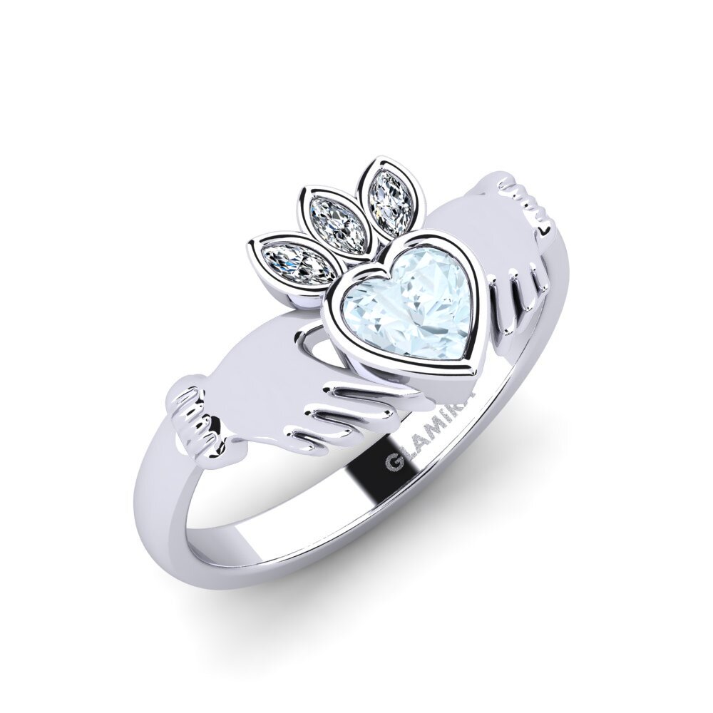 Aquamarine Ring Earmellw