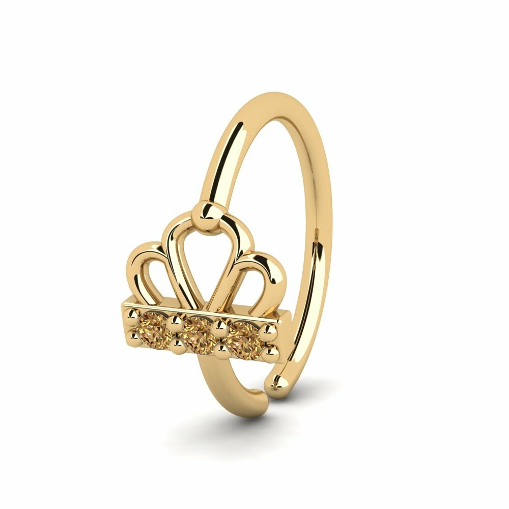 Piercings De La Nariz Swanig Oro Amarillo 585 Diamante Marrón