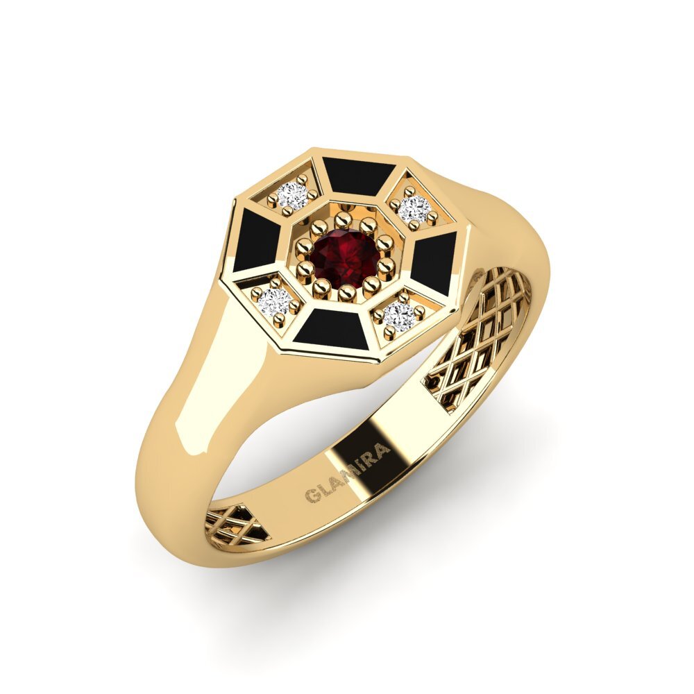 9ct Yellow Gold Garnet Men's Pinky Ring Apro