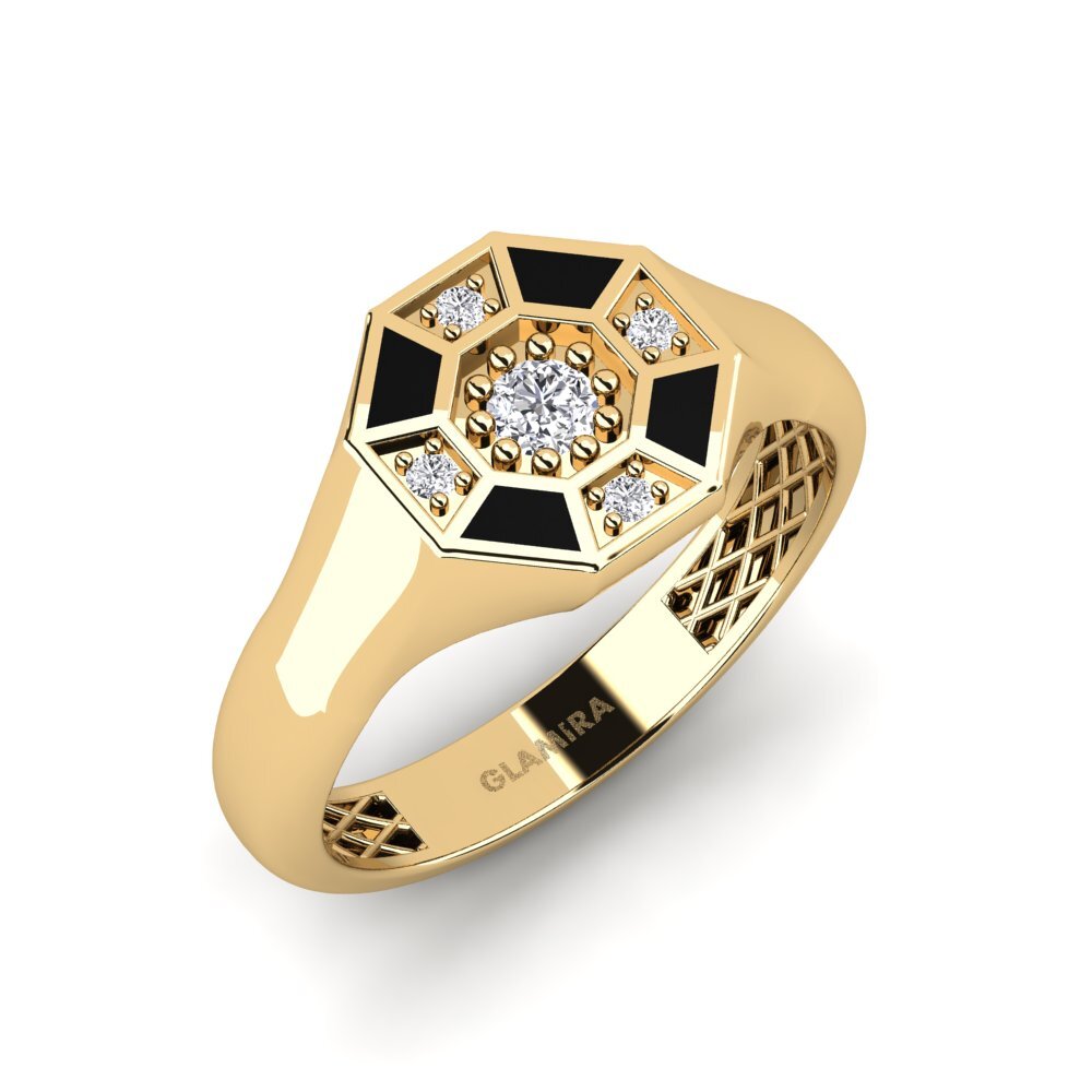14k Oro Amarillo Diamante cultivado en laboratorio Anillo de dedo meñique para hombre Apro