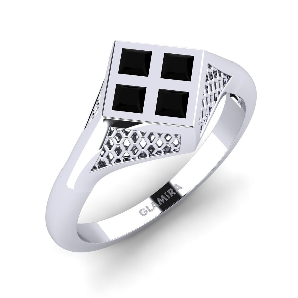 950 Palladium Black Diamond Men's Pinky Ring Brunc