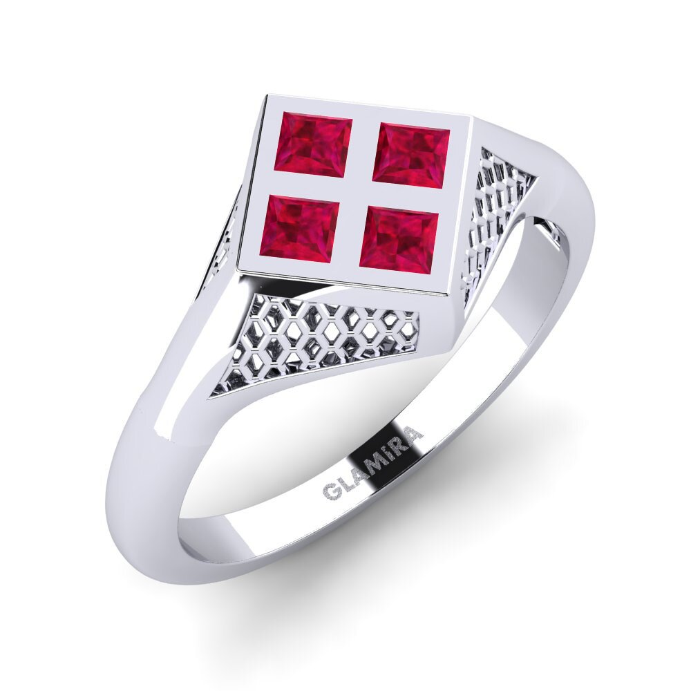 950 Palladium Ruby Men's Pinky Ring Brunc