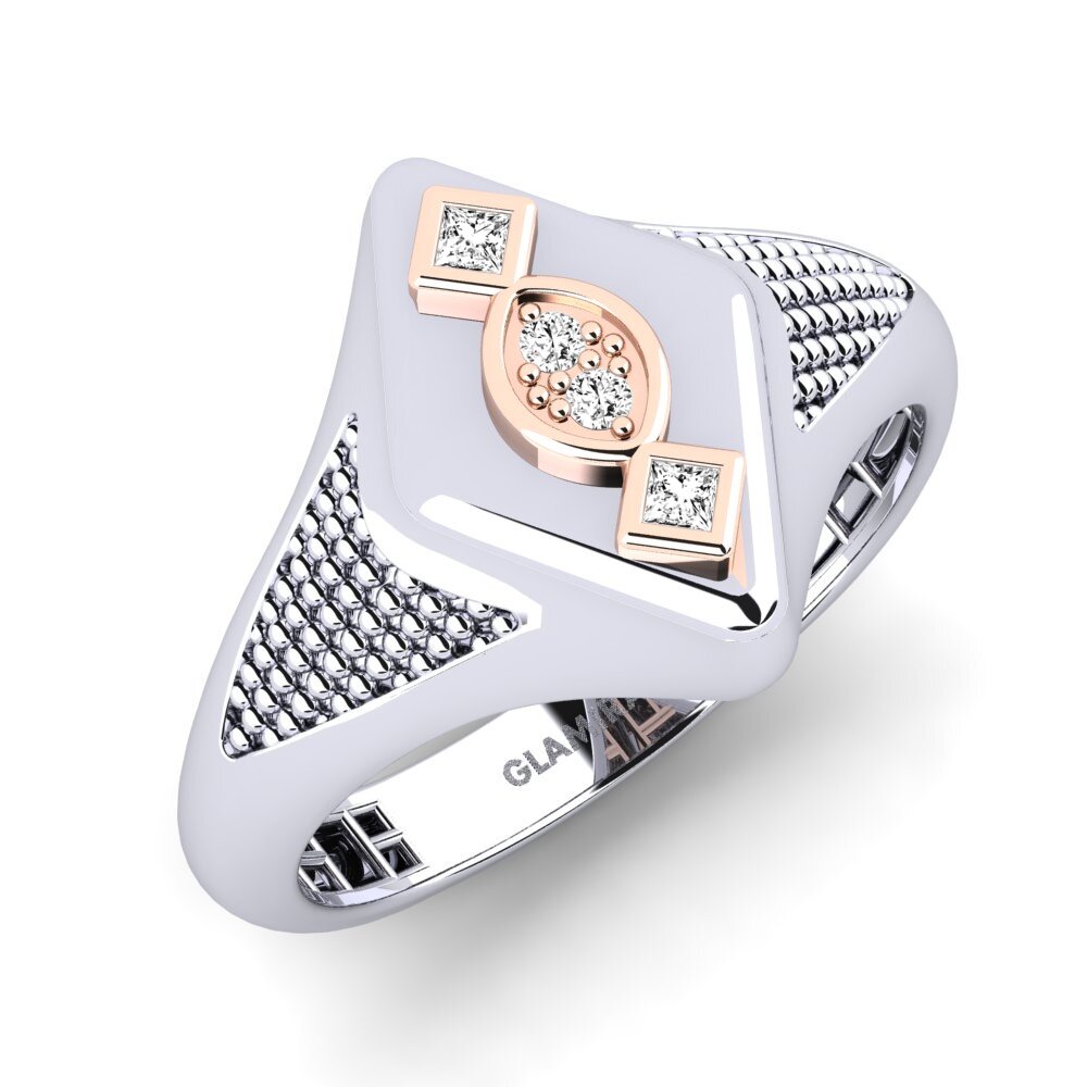 14ct White & Rose Gold Moissanite Men's Pinky Ring Buxera