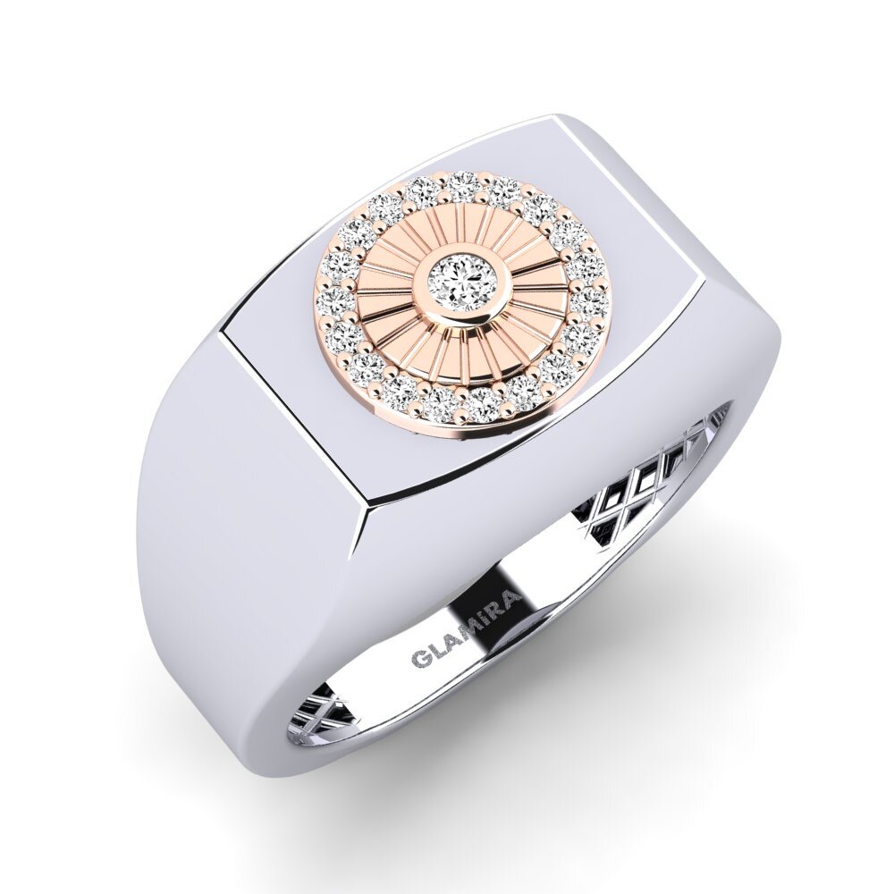 14ct White & Rose Gold Moissanite Men's Pinky Ring Cwealf