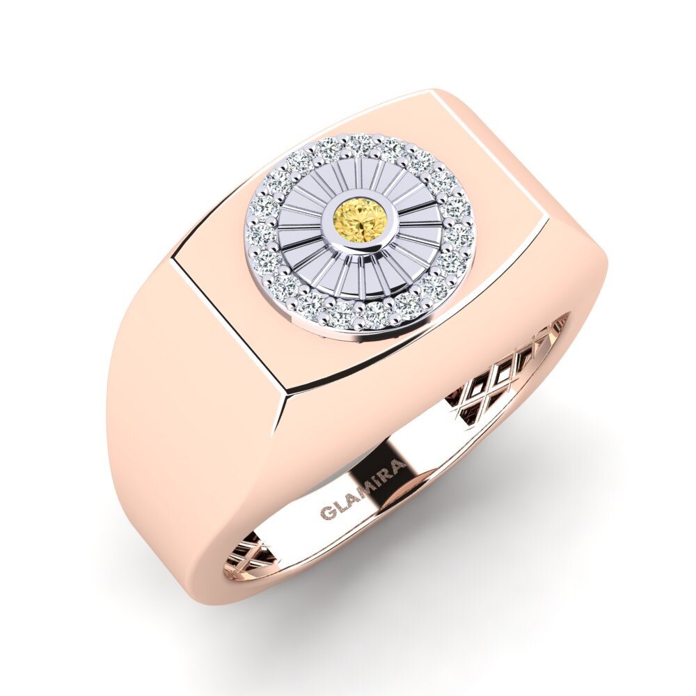 14ct Rose & White Gold Yellow Diamond Men's Pinky Ring Cwealf