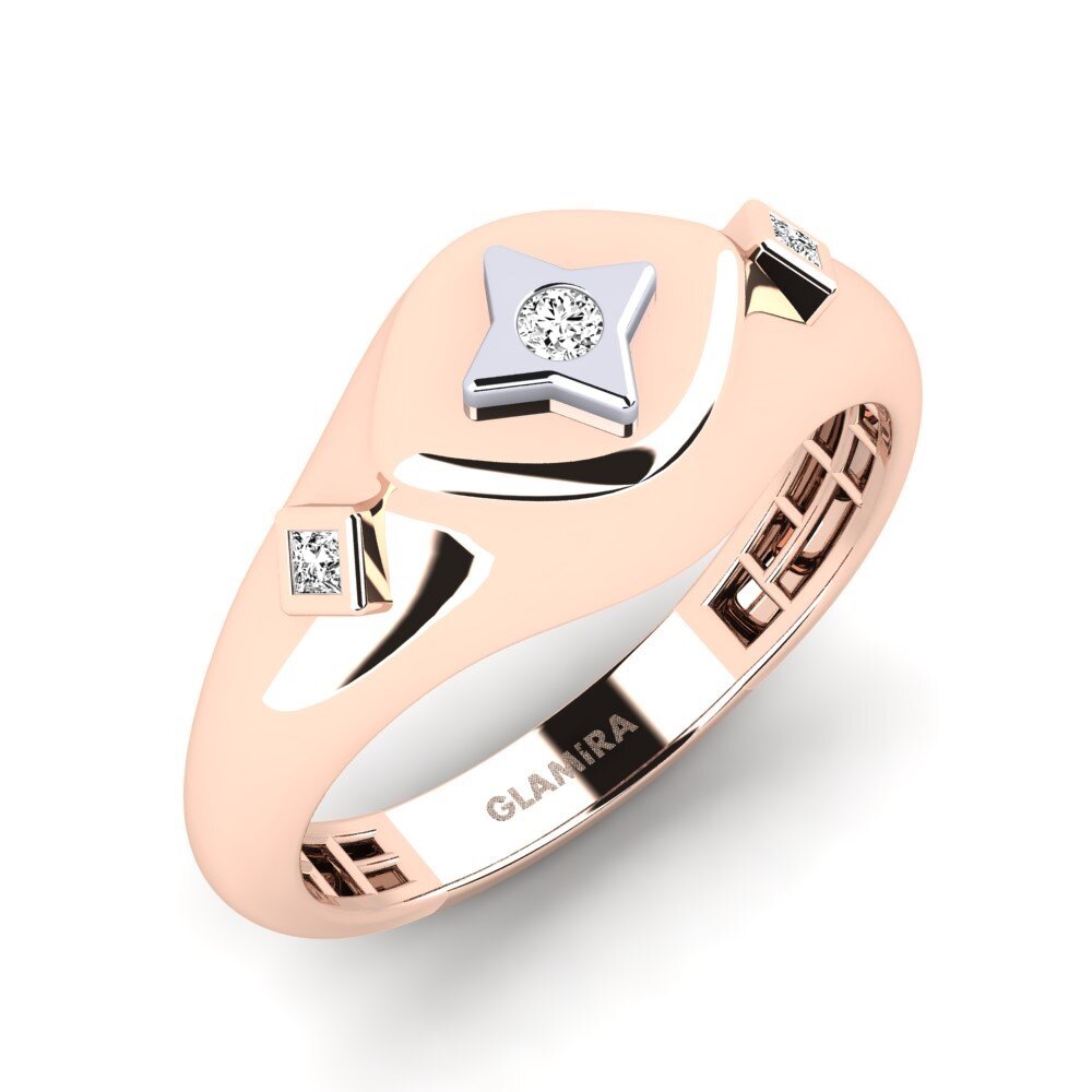 14ct Rose & White Gold Moissanite Men's Pinky Ring Ejecua