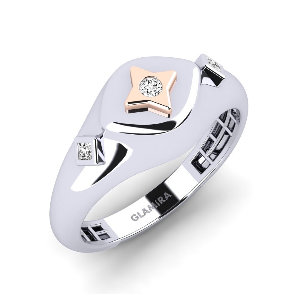 14ct White & Rose Gold Moissanite Men's Pinky Ring Ejecua