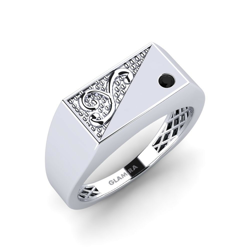 White Silver Men's Pinky Ring Geher