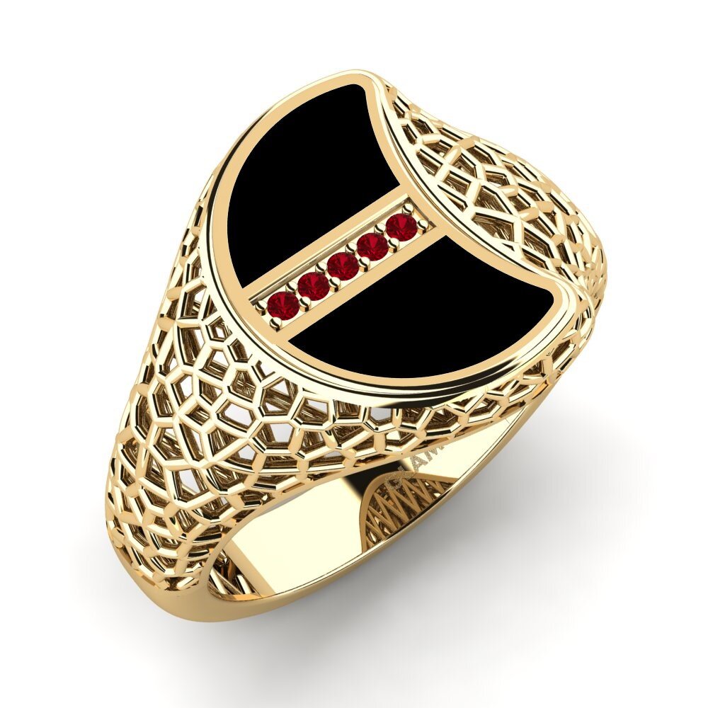 Circonita Roja Anillo de dedo meñique para hombre Ghwy