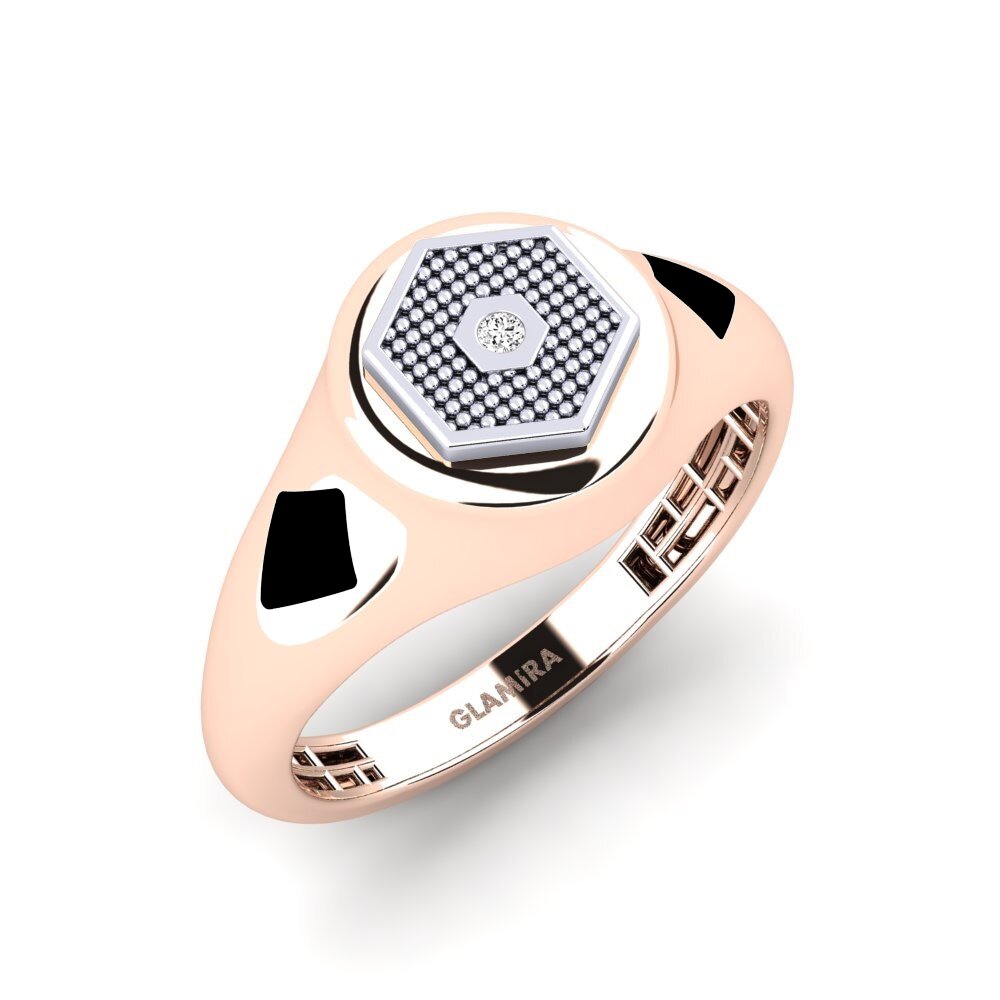 14ct Rose & White Gold Moissanite Men's Pinky Ring Hativida