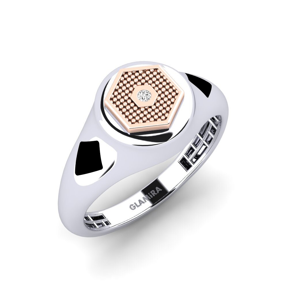 14ct White & Rose Gold Moissanite Men's Pinky Ring Hativida