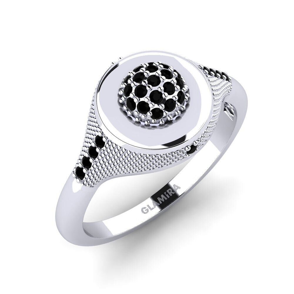 950 Palladium Black Diamond Men's Pinky Ring Logem