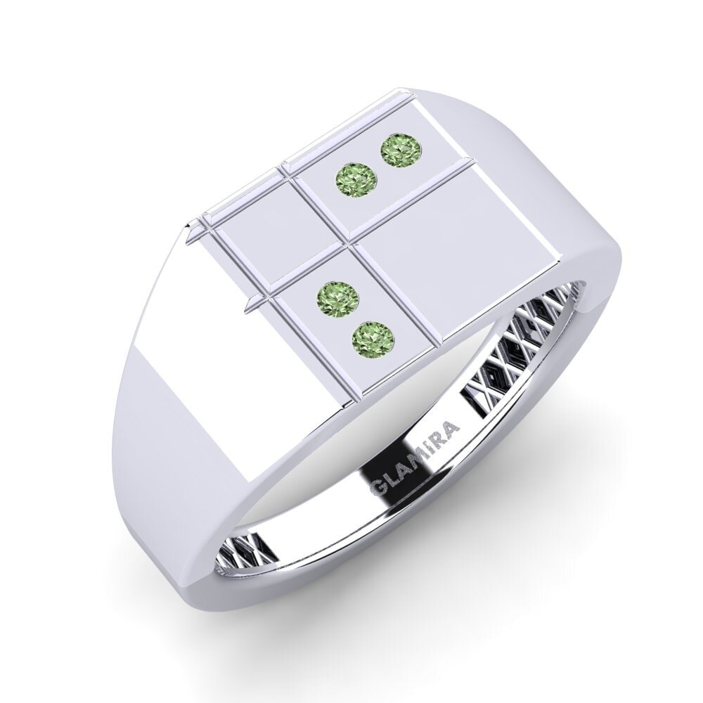 Diamante Verde Anillo de dedo meñique para hombre Ombr