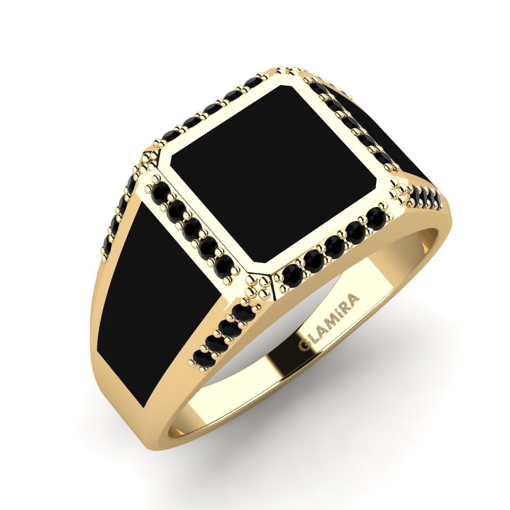 Buy 0.288 Carat Round cut 9k Yellow Gold Black Diamond Men s Pinky Ring Pini GLAMIRA